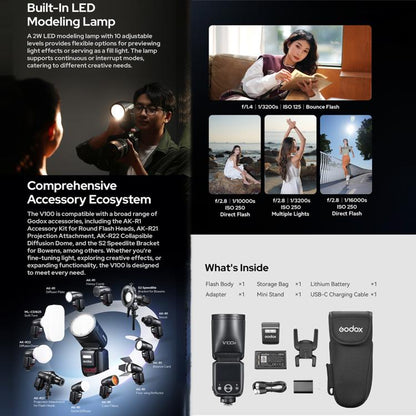 Godox V100 Round Head TTL Flash Speedlite For Sony(UK Plug) - Shoe Mount Flashes by Godox | Online Shopping UK | buy2fix