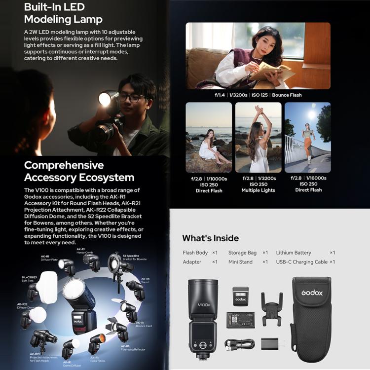Godox V100 Round Head TTL Flash Speedlite For Olympus(UK Plug) - Shoe Mount Flashes by Godox | Online Shopping UK | buy2fix