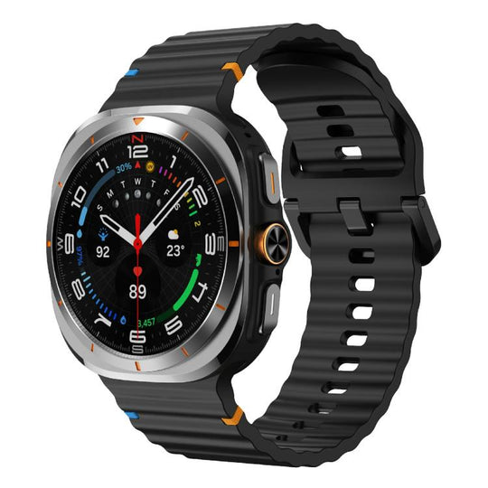 For Galaxy Watch Ultra2 2026 / 2025 / 1 2024 Kalebol Wave Stitching Silicone Strap(Black)