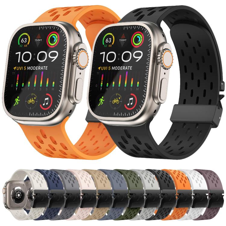 For Apple Watch 46mm / 49mm / 45mm / 44mm Kalebol Mesh Umbrella Buckle Silicone Watch Strap(White) - Watch Bands by Kalebol | Online Shopping UK | buy2fix