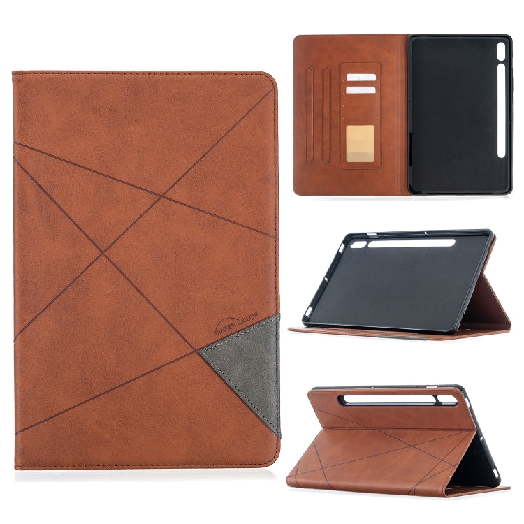 For Samsung Galaxy Tab S8 / Galaxy Tab S7 T870 Rhombus Texture Horizontal Flip Magnetic Leather Case with Holder & Card Slots(Brown) by buy2fix