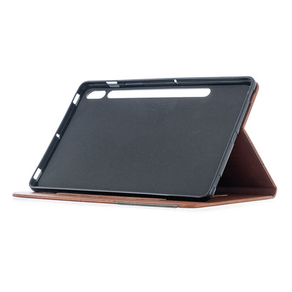 For Samsung Galaxy Tab S8 / Galaxy Tab S7 T870 Rhombus Texture Horizontal Flip Magnetic Leather Case with Holder & Card Slots(Brown) by buy2fix