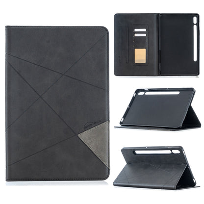 For Samsung Galaxy Tab S8 / Galaxy Tab S7 T870 Rhombus Texture Horizontal Flip Magnetic Leather Case with Holder & Card Slots(Black) by buy2fix