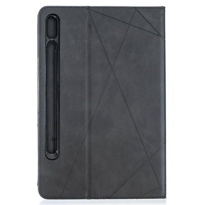 For Samsung Galaxy Tab S8 / Galaxy Tab S7 T870 Rhombus Texture Horizontal Flip Magnetic Leather Case with Holder & Card Slots(Black) by buy2fix