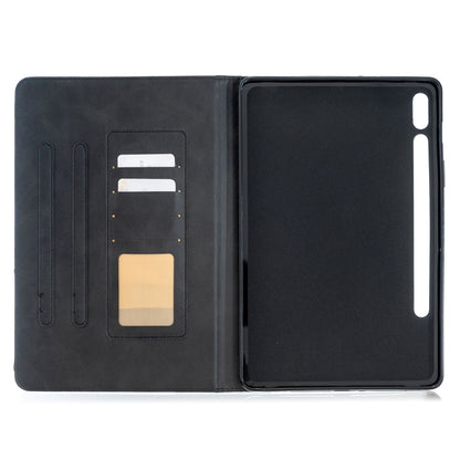 For Samsung Galaxy Tab S8 / Galaxy Tab S7 T870 Rhombus Texture Horizontal Flip Magnetic Leather Case with Holder & Card Slots(Black) by buy2fix