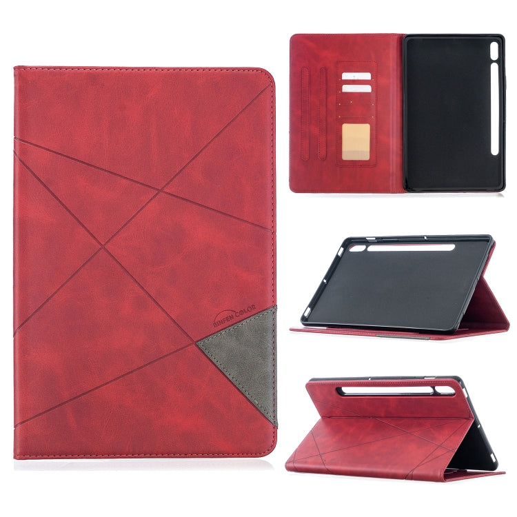 For Samsung Galaxy Tab S8 / Galaxy Tab S7 T870 Rhombus Texture Horizontal Flip Magnetic Leather Case with Holder & Card Slots(Red) by buy2fix