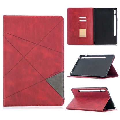 For Samsung Galaxy Tab S8 / Galaxy Tab S7 T870 Rhombus Texture Horizontal Flip Magnetic Leather Case with Holder & Card Slots(Red) by buy2fix