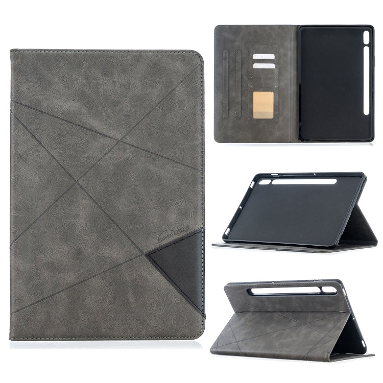For Samsung Galaxy Tab S8 / Galaxy Tab S7 T870 Rhombus Texture Horizontal Flip Magnetic Leather Case with Holder & Card Slots(Grey) by buy2fix