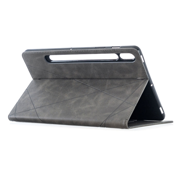 For Samsung Galaxy Tab S8 / Galaxy Tab S7 T870 Rhombus Texture Horizontal Flip Magnetic Leather Case with Holder & Card Slots(Grey) by buy2fix