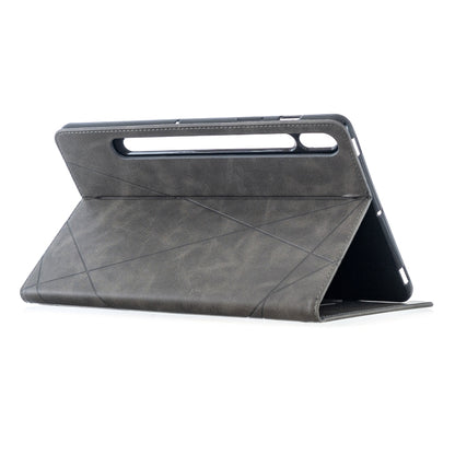 For Samsung Galaxy Tab S8 / Galaxy Tab S7 T870 Rhombus Texture Horizontal Flip Magnetic Leather Case with Holder & Card Slots(Grey) by buy2fix