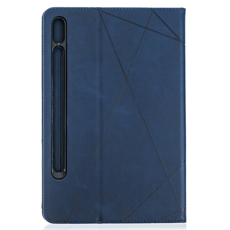 For Samsung Galaxy Tab S8 / Galaxy Tab S7 T870 Rhombus Texture Horizontal Flip Magnetic Leather Case with Holder & Card Slots(Dark Blue) by buy2fix