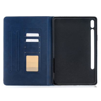 For Samsung Galaxy Tab S8 / Galaxy Tab S7 T870 Rhombus Texture Horizontal Flip Magnetic Leather Case with Holder & Card Slots(Dark Blue) by buy2fix