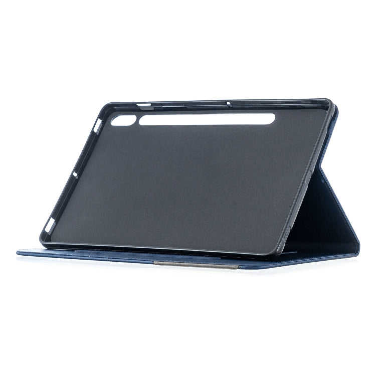 For Samsung Galaxy Tab S8 / Galaxy Tab S7 T870 Rhombus Texture Horizontal Flip Magnetic Leather Case with Holder & Card Slots(Dark Blue) by buy2fix