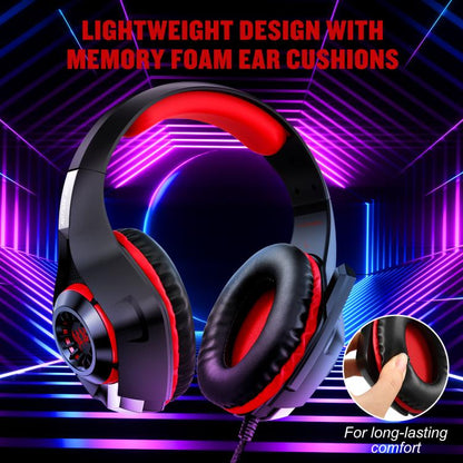 KOTION EACH GS400 Omni-directional Mic Gaming Headset, Length: About 1.9m(Black Red) - Multimedia Headset by KOTION EACH | Online Shopping UK | buy2fix