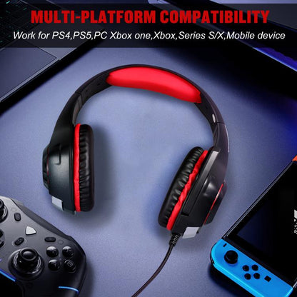 KOTION EACH GS400 Omni-directional Mic Gaming Headset, Length: About 1.9m(Black Red) - Multimedia Headset by KOTION EACH | Online Shopping UK | buy2fix
