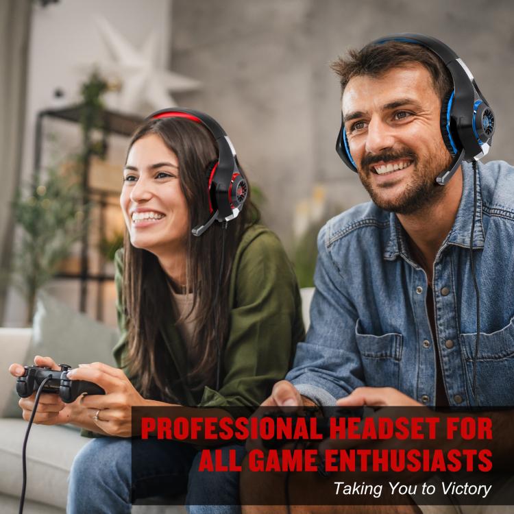 KOTION EACH GS400 Omni-directional Mic Gaming Headset, Length: About 1.9m(Black Red) - Multimedia Headset by KOTION EACH | Online Shopping UK | buy2fix