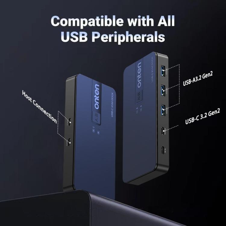 Onten KVM200 USB 3.2 Gen2 Sharing Switch 2 In 4 Out(Black) - USB 3.0 HUB by Onten | Online Shopping UK | buy2fix