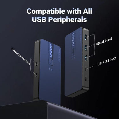 Onten KVM200 USB 3.2 Gen2 Sharing Switch 2 In 4 Out(Black) - USB 3.0 HUB by Onten | Online Shopping UK | buy2fix