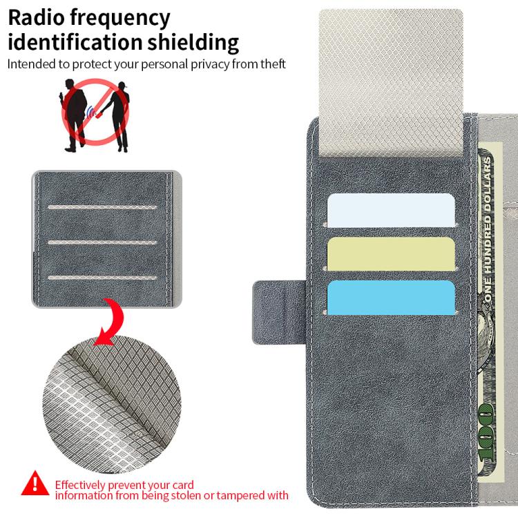 For Samsung Galaxy Z Fold6 VIETAO Integrated Spliced Leather Phone Case with Elastic Bowl Strap(Gray) - Galaxy Z Fold6 5G Cases by VIETAO | Online Shopping UK | buy2fix
