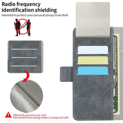 For Samsung Galaxy Z Fold6 VIETAO Integrated Spliced Leather Phone Case with Elastic Bowl Strap(Gray) - Galaxy Z Fold6 5G Cases by VIETAO | Online Shopping UK | buy2fix