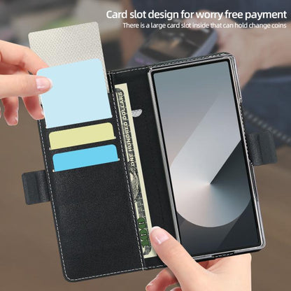 For Samsung Galaxy Z Fold5 VIETAO Integrated Spliced Leather Phone Case with Elastic Bowl Strap(Black) - Galaxy Z Fold5 Cases by VIETAO | Online Shopping UK | buy2fix
