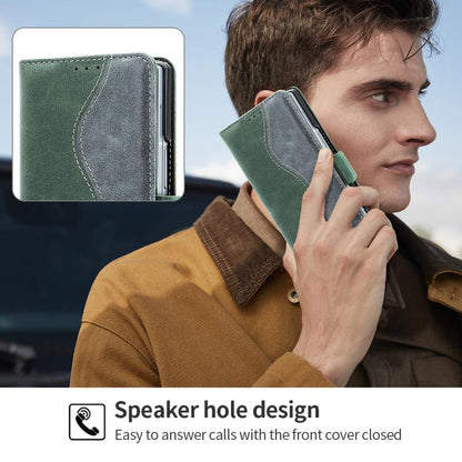 For Samsung Galaxy Z Fold5 VIETAO Integrated Spliced Leather Phone Case with Elastic Bowl Strap(Green) - Galaxy Z Fold5 Cases by VIETAO | Online Shopping UK | buy2fix