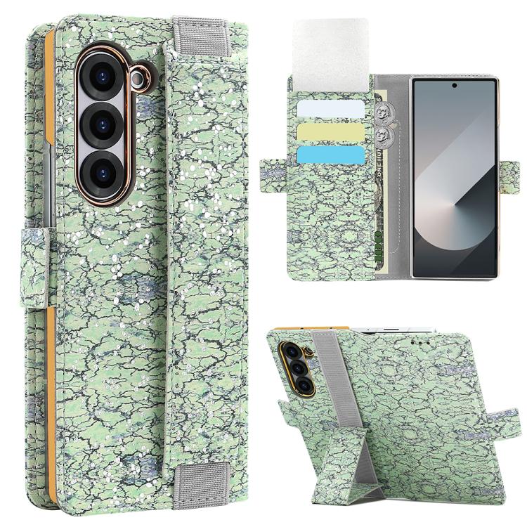 For Samsung Galaxy Z Fold6 VIETAO Integrated Colorful Leather Phone Case with Elastic Bowl Strap(Green) - Galaxy Z Fold6 5G Cases by VIETAO | Online Shopping UK | buy2fix