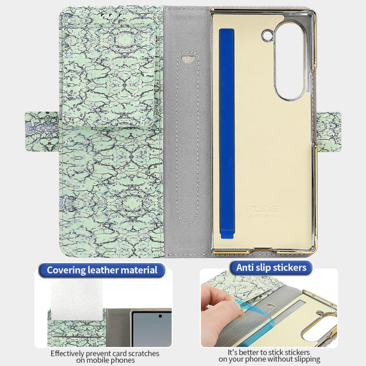 For Samsung Galaxy Z Fold6 VIETAO Integrated Colorful Leather Phone Case with Elastic Bowl Strap(Green) - Galaxy Z Fold6 5G Cases by VIETAO | Online Shopping UK | buy2fix