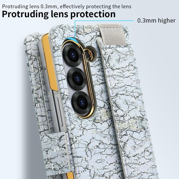 For Samsung Galaxy Z Fold6 VIETAO Integrated Colorful Leather Phone Case with Elastic Bowl Strap(Gray) - Galaxy Z Fold6 5G Cases by VIETAO | Online Shopping UK | buy2fix
