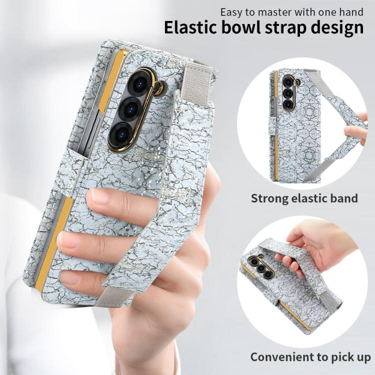 For Samsung Galaxy Z Fold6 VIETAO Integrated Colorful Leather Phone Case with Elastic Bowl Strap(Gray) - Galaxy Z Fold6 5G Cases by VIETAO | Online Shopping UK | buy2fix