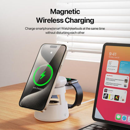 DUZZONA W23 5 in 1 Magnetic Wireless Charger with Bluetooth Speaker(White) - Wireless Charger by DUZZONA | Online Shopping UK | buy2fix