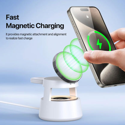 DUZZONA W23 5 in 1 Magnetic Wireless Charger with Bluetooth Speaker(White) - Wireless Charger by DUZZONA | Online Shopping UK | buy2fix
