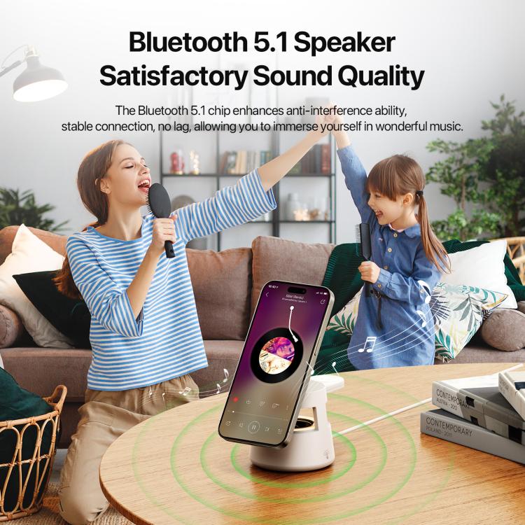 DUZZONA W23 5 in 1 Magnetic Wireless Charger with Bluetooth Speaker(White) - Wireless Charger by DUZZONA | Online Shopping UK | buy2fix