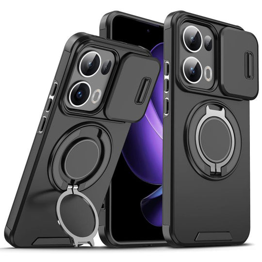 For OPPO Reno13 Pro 5G Global Sliding Camshield Ring Holder Phone Case(Black)