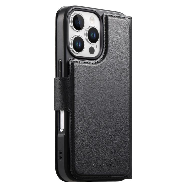 For iPhone 16 Pro CaseNeo Finger Grip Strap MagSafe Leather Phone Case(Black) - iPhone 16 Pro Cases by CaseNeo | Online Shopping UK | buy2fix
