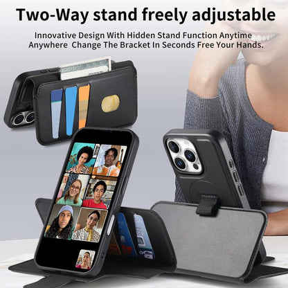 For iPhone 16 Pro CaseNeo Finger Grip Strap MagSafe Leather Phone Case(Black) - iPhone 16 Pro Cases by CaseNeo | Online Shopping UK | buy2fix