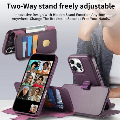 For iPhone 16 Pro CaseNeo Finger Grip Strap MagSafe Leather Phone Case(Purple) - iPhone 16 Pro Cases by CaseNeo | Online Shopping UK | buy2fix