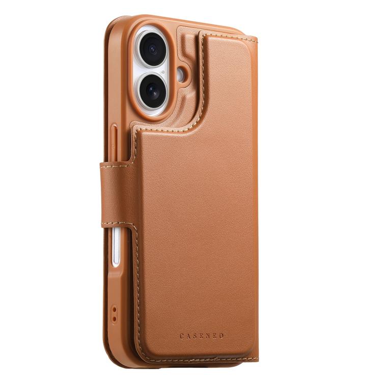 For iPhone 16 CaseNeo Finger Grip Strap MagSafe Leather Phone Case(Brown) - iPhone 16 Cases by CaseNeo | Online Shopping UK | buy2fix