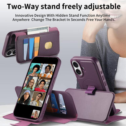 For iPhone 16 CaseNeo Finger Grip Strap MagSafe Leather Phone Case(Purple) - iPhone 16 Cases by CaseNeo | Online Shopping UK | buy2fix