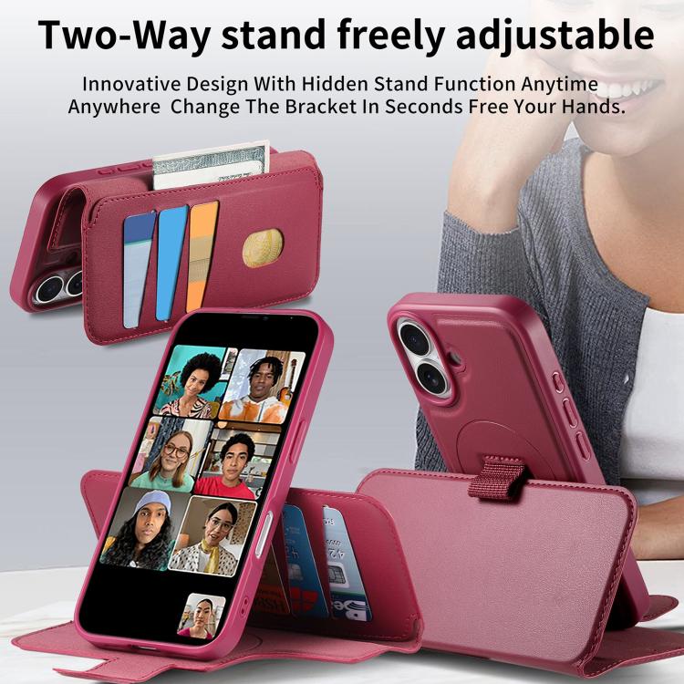 For iPhone 16 CaseNeo Finger Grip Strap MagSafe Leather Phone Case(Red) - iPhone 16 Cases by CaseNeo | Online Shopping UK | buy2fix