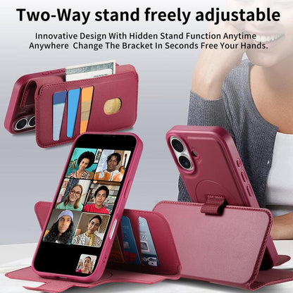 For iPhone 16 CaseNeo Finger Grip Strap MagSafe Leather Phone Case(Red) - iPhone 16 Cases by CaseNeo | Online Shopping UK | buy2fix