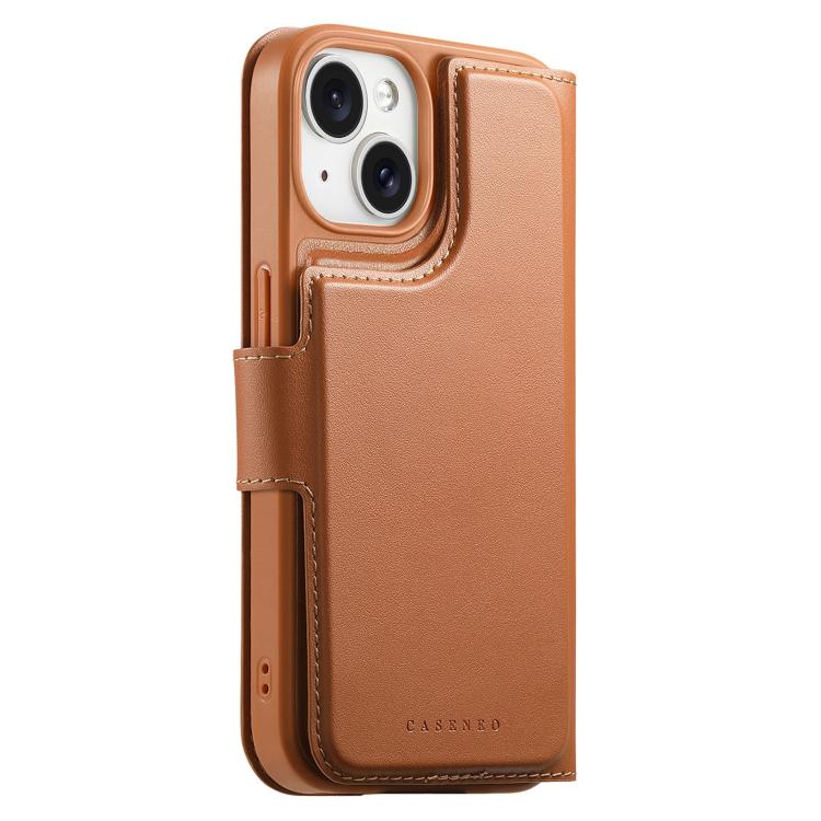 For iPhone 15 CaseNeo Finger Grip Strap MagSafe Leather Phone Case(Brown) - iPhone 15 Cases by CaseNeo | Online Shopping UK | buy2fix