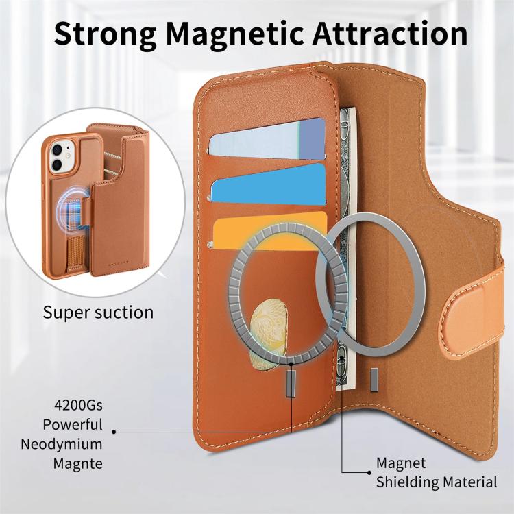 For iPhone 12 / 12 Pro CaseNeo Finger Grip Strap MagSafe Leather Phone Case(Brown) - iPhone 12 / 12 Pro Cases by CaseNeo | Online Shopping UK | buy2fix