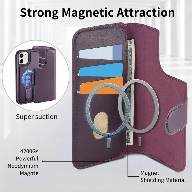 For iPhone 12 / 12 Pro CaseNeo Finger Grip Strap MagSafe Leather Phone Case(Purple) - iPhone 12 / 12 Pro Cases by CaseNeo | Online Shopping UK | buy2fix