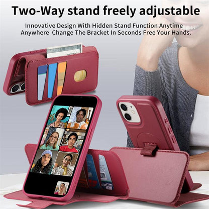 For iPhone 12 / 12 Pro CaseNeo Finger Grip Strap MagSafe Leather Phone Case(Red) - iPhone 12 / 12 Pro Cases by CaseNeo | Online Shopping UK | buy2fix