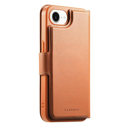 For iPhone 16e CaseNeo Finger Grip Strap MagSafe Leather Phone Case(Brown) - iPhone 16e Cases by CaseNeo | Online Shopping UK | buy2fix