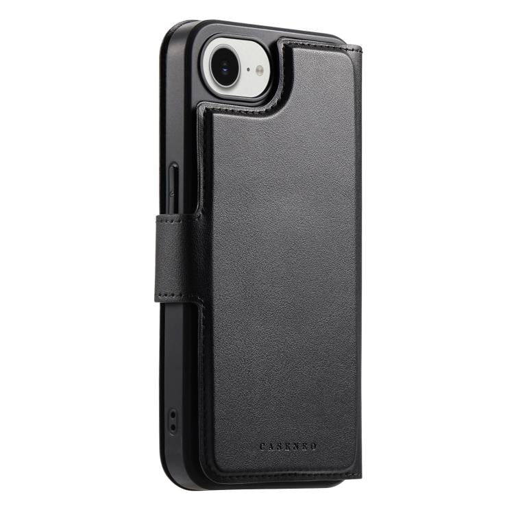 For iPhone 16e CaseNeo Finger Grip Strap MagSafe Leather Phone Case(Black) - iPhone 16e Cases by CaseNeo | Online Shopping UK | buy2fix
