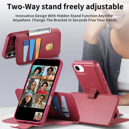 For iPhone 16e CaseNeo Finger Grip Strap MagSafe Leather Phone Case(Red) - iPhone 16e Cases by CaseNeo | Online Shopping UK | buy2fix
