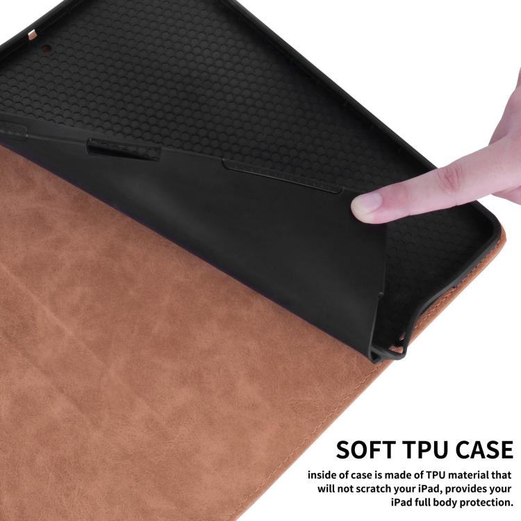 For iPad 11th 2025 / 10th 2022 Rhombus Embossed Leather Smart Tablet Case(Brown) - iPad 2025 / 2022 Cases by buy2fix | Online Shopping UK | buy2fix