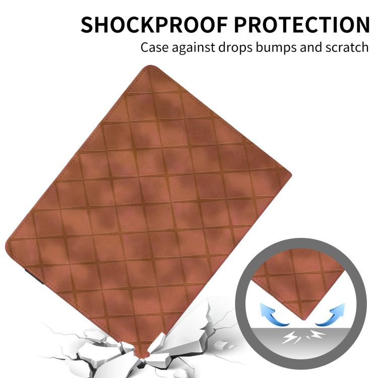 For iPad 11th 2025 / 10th 2022 Rhombus Embossed Leather Smart Tablet Case(Brown) - iPad 2025 / 2022 Cases by buy2fix | Online Shopping UK | buy2fix
